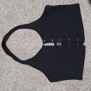 🟣 Black Safety Pin Halter